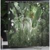 Ambesonne Blue Shower Curtain, Floral Eucalyptus Branches Romantic Botanical Weeping Flowers in Cold Tones, Cloth Fabric Bathroom Decor Set with Hooks, 69″ W x 75″ L, Laurel Green Sea Blue(Forest Green)