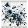 Ambesonne Blue Shower Curtain, Floral Eucalyptus Branches Romantic Botanical Weeping Flowers in Cold Tones, Cloth Fabric Bathroom Decor Set with Hooks, 69″ W x 75″ L, Laurel Green Sea Blue(Slate Blue and Coconut)