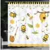 Ambesonne Blue Shower Curtain, Floral Eucalyptus Branches Romantic Botanical Weeping Flowers in Cold Tones, Cloth Fabric Bathroom Decor Set with Hooks, 69″ W x 75″ L, Laurel Green Sea Blue(Yellow White and Black)