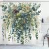 Ambesonne Blue Shower Curtain, Floral Eucalyptus Branches Romantic Botanical Weeping Flowers in Cold Tones, Cloth Fabric Bathroom Decor Set with Hooks, 69″ W x 75″ L, Laurel Green Sea Blue(Laurel Green Slate Blue)