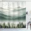 Ambesonne Blue Shower Curtain, Floral Eucalyptus Branches Romantic Botanical Weeping Flowers in Cold Tones, Cloth Fabric Bathroom Decor Set with Hooks, 69″ W x 75″ L, Laurel Green Sea Blue(Cadet Blue Grey Teal)