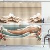 Ambesonne Blue Shower Curtain, Floral Eucalyptus Branches Romantic Botanical Weeping Flowers in Cold Tones, Cloth Fabric Bathroom Decor Set with Hooks, 69″ W x 75″ L, Laurel Green Sea Blue(Tan Sepia and Pale Seafoam)