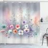 Ambesonne Blue Shower Curtain, Floral Eucalyptus Branches Romantic Botanical Weeping Flowers in Cold Tones, Cloth Fabric Bathroom Decor Set with Hooks, 69″ W x 75″ L, Laurel Green Sea Blue(Pale Grey Seafoam Lilac)