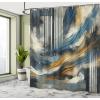 Ambesonne Blue Shower Curtain, Floral Eucalyptus Branches Romantic Botanical Weeping Flowers in Cold Tones, Cloth Fabric Bathroom Decor Set with Hooks, 69″ W x 75″ L, Laurel Green Sea Blue(Orange Slate Blue and Grey)
