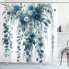 Ambesonne Blue Shower Curtain, Floral Eucalyptus Branches Romantic Botanical Weeping Flowers in Cold Tones, Cloth Fabric Bathroom Decor Set with Hooks, 69″ W x 75″ L, Laurel Green Sea Blue(Laurel Green Sea Blue)