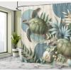 Ambesonne Blue Shower Curtain, Floral Eucalyptus Branches Romantic Botanical Weeping Flowers in Cold Tones, Cloth Fabric Bathroom Decor Set with Hooks, 69″ W x 75″ L, Laurel Green Sea Blue(Peacock Green and Blue Grey)