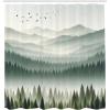Ambesonne Blue Shower Curtain, Floral Eucalyptus Branches Romantic Botanical Weeping Flowers in Cold Tones, Cloth Fabric Bathroom Decor Set with Hooks, 69″ W x 75″ L, Laurel Green Sea Blue(Cadet Blue Grey Teal)