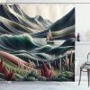 Ambesonne Blue Shower Curtain, Floral Eucalyptus Branches Romantic Botanical Weeping Flowers in Cold Tones, Cloth Fabric Bathroom Decor Set with Hooks, 69″ W x 75″ L, Laurel Green Sea Blue(Sepia Green and Ruby)