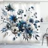 Ambesonne Blue Shower Curtain, Floral Eucalyptus Branches Romantic Botanical Weeping Flowers in Cold Tones, Cloth Fabric Bathroom Decor Set with Hooks, 69″ W x 75″ L, Laurel Green Sea Blue(Slate Blue and Coconut)