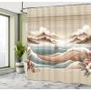 Ambesonne Blue Shower Curtain, Floral Eucalyptus Branches Romantic Botanical Weeping Flowers in Cold Tones, Cloth Fabric Bathroom Decor Set with Hooks, 69″ W x 75″ L, Laurel Green Sea Blue(Tan Sepia and Pale Seafoam)