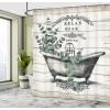 Ambesonne Blue Shower Curtain, Floral Eucalyptus Branches Romantic Botanical Weeping Flowers in Cold Tones, Cloth Fabric Bathroom Decor Set with Hooks, 69″ W x 75″ L, Laurel Green Sea Blue(Laurel Green Off White)