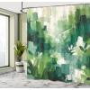 Ambesonne Blue Shower Curtain, Floral Eucalyptus Branches Romantic Botanical Weeping Flowers in Cold Tones, Cloth Fabric Bathroom Decor Set with Hooks, 69″ W x 75″ L, Laurel Green Sea Blue(Teal Ivory)
