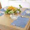 Ambesonne Checkered Place Mats Set of 4, Monochrome Gingham Checks Classical Country Culture Old Fashioned Grid Design, Washable Fabric Placemats for Dining Table, Standard Size, Blue White