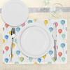 Ambesonne Colorful Place Mats Set of 4, Colorful Balloons Birthday Party Theme Celebration Festival Surprise Event Pattern, Washable Fabric Placemats for Dining Table, Standard Size, Pastel Yellow