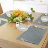 Ambesonne Damask Place Mats Set of 4, Venetian Style Damask Swirled Lines and Blossoms Italian Flourish, Washable Fabric Placemats for Dining Table, Standard Size, Cocoa Sky Blue Yellow(Cocoa Sky Blue Yellow)