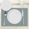 Ambesonne Damask Place Mats Set of 4, Venetian Style Damask Swirled Lines and Blossoms Italian Flourish, Washable Fabric Placemats for Dining Table, Standard Size, Cocoa Sky Blue Yellow(Cocoa Sky Blue Yellow)