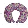 Ambesonne Eiffel Travel Pillow Neck Rest, Romantic Valentines Day Eiffel Tower City of Love Doodle Style Heart Shapes, Memory Foam Traveling Accessory for Airplane and Car, 12″, Maroon White(Mauve Green)