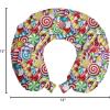 Ambesonne Eiffel Travel Pillow Neck Rest, Romantic Valentines Day Eiffel Tower City of Love Doodle Style Heart Shapes, Memory Foam Traveling Accessory for Airplane and Car, 12″, Maroon White(Red Green)
