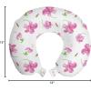 Ambesonne Eiffel Travel Pillow Neck Rest, Romantic Valentines Day Eiffel Tower City of Love Doodle Style Heart Shapes, Memory Foam Traveling Accessory for Airplane and Car, 12″, Maroon White(Pink White)