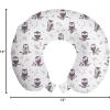 Ambesonne Eiffel Travel Pillow Neck Rest, Romantic Valentines Day Eiffel Tower City of Love Doodle Style Heart Shapes, Memory Foam Traveling Accessory for Airplane and Car, 12″, Maroon White(Eggplant White)