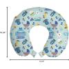 Ambesonne Eiffel Travel Pillow Neck Rest, Romantic Valentines Day Eiffel Tower City of Love Doodle Style Heart Shapes, Memory Foam Traveling Accessory for Airplane and Car, 12″, Maroon White(Pale Violet Blue Yellow)