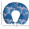 Ambesonne Eiffel Travel Pillow Neck Rest, Romantic Valentines Day Eiffel Tower City of Love Doodle Style Heart Shapes, Memory Foam Traveling Accessory for Airplane and Car, 12″, Maroon White(Blue Pink)