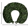 Ambesonne Eiffel Travel Pillow Neck Rest, Romantic Valentines Day Eiffel Tower City of Love Doodle Style Heart Shapes, Memory Foam Traveling Accessory for Airplane and Car, 12″, Maroon White(Green Caramel)