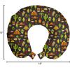 Ambesonne Eiffel Travel Pillow Neck Rest, Romantic Valentines Day Eiffel Tower City of Love Doodle Style Heart Shapes, Memory Foam Traveling Accessory for Airplane and Car, 12″, Maroon White(Charcoal Grey)