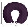 Ambesonne Eiffel Travel Pillow Neck Rest, Romantic Valentines Day Eiffel Tower City of Love Doodle Style Heart Shapes, Memory Foam Traveling Accessory for Airplane and Car, 12″, Maroon White(Dark Purple and Plum)