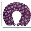 Ambesonne Eiffel Travel Pillow Neck Rest, Romantic Valentines Day Eiffel Tower City of Love Doodle Style Heart Shapes, Memory Foam Traveling Accessory for Airplane and Car, 12″, Maroon White(Purple)