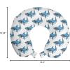 Ambesonne Eiffel Travel Pillow Neck Rest, Romantic Valentines Day Eiffel Tower City of Love Doodle Style Heart Shapes, Memory Foam Traveling Accessory for Airplane and Car, 12″, Maroon White(Blue White)