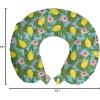 Ambesonne Eiffel Travel Pillow Neck Rest, Romantic Valentines Day Eiffel Tower City of Love Doodle Style Heart Shapes, Memory Foam Traveling Accessory for Airplane and Car, 12″, Maroon White(Yellow Green)