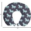 Ambesonne Eiffel Travel Pillow Neck Rest, Romantic Valentines Day Eiffel Tower City of Love Doodle Style Heart Shapes, Memory Foam Traveling Accessory for Airplane and Car, 12″, Maroon White(Dark Blue and Pink)