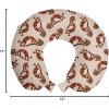 Ambesonne Eiffel Travel Pillow Neck Rest, Romantic Valentines Day Eiffel Tower City of Love Doodle Style Heart Shapes, Memory Foam Traveling Accessory for Airplane and Car, 12″, Maroon White(Burgundy Beige)