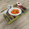 Ambesonne Fall Place Mats Set of 4, Rustic Cabin Rusty Tractor Country Cottage House Seasonal Colors US Flag Loyalty, Washable Fabric Placemats for Dining Table, Standard Size, Orange Green