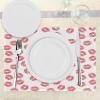 Ambesonne Feminine Place Mats Set of 4, Pattern with Red Lipstick Kiss Marks Woman Valentines Wedding Theme Illustration, Washable Fabric Placemats for Dining Room Kitchen Table Decor, White Red(White Red)