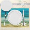 Ambesonne Feminine Place Mats Set of 4, Pattern with Red Lipstick Kiss Marks Woman Valentines Wedding Theme Illustration, Washable Fabric Placemats for Dining Room Kitchen Table Decor, White Red(Blue Beige)