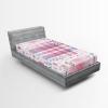 Ambesonne Floral Art Fitted Sheet Set, Modern Scandi Flowers Leaves on Tartan Plaid Back Butterfly Valentine, 2 Pack Comfortable Bedding All-Round Elastic Pocket, Twin Size, Blush White Grey Pink(Multicolor Purple Grey)