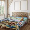 Ambesonne Floral Heart Flat Sheet, Tenderness of Romantic Garden Ivy Branches and Roses Valentines Day, Soft Comfortable Top Sheet Decorative Bedding 1 Piece, King Size, Laurel Green and Pink(Sea Green Blue and Mustard)