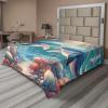 Ambesonne Floral Heart Flat Sheet, Tenderness of Romantic Garden Ivy Branches and Roses Valentines Day, Soft Comfortable Top Sheet Decorative Bedding 1 Piece, King Size, Laurel Green and Pink(Sea Blue and Coral)