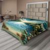 Ambesonne Floral Heart Flat Sheet, Tenderness of Romantic Garden Ivy Branches and Roses Valentines Day, Soft Comfortable Top Sheet Decorative Bedding 1 Piece, King Size, Laurel Green and Pink(Green Blue)