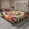 Ambesonne Floral Heart Flat Sheet, Tenderness of Romantic Garden Ivy Branches and Roses Valentines Day, Soft Comfortable Top Sheet Decorative Bedding 1 Piece, King Size, Laurel Green and Pink(Orange Evergreen Pink)