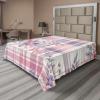 Ambesonne Floral Heart Flat Sheet, Tenderness of Romantic Garden Ivy Branches and Roses Valentines Day, Soft Comfortable Top Sheet Decorative Bedding 1 Piece, King Size, Laurel Green and Pink(Lilac and Pale Pink)