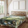 Ambesonne Floral Heart Flat Sheet, Tenderness of Romantic Garden Ivy Branches and Roses Valentines Day, Soft Comfortable Top Sheet Decorative Bedding 1 Piece, King Size, Laurel Green and Pink(Fern Green Blue and Mustard)