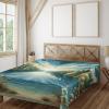 Ambesonne Floral Heart Flat Sheet, Tenderness of Romantic Garden Ivy Branches and Roses Valentines Day, Soft Comfortable Top Sheet Decorative Bedding 1 Piece, King Size, Laurel Green and Pink(Green Blue)