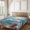 Ambesonne Floral Heart Flat Sheet, Tenderness of Romantic Garden Ivy Branches and Roses Valentines Day, Soft Comfortable Top Sheet Decorative Bedding 1 Piece, King Size, Laurel Green and Pink(Sea Blue and Coral)
