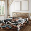 Ambesonne Floral Heart Flat Sheet, Tenderness of Romantic Garden Ivy Branches and Roses Valentines Day, Soft Comfortable Top Sheet Decorative Bedding 1 Piece, King Size, Laurel Green and Pink(Blue Grey and Pale Caramel)