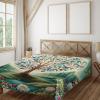 Ambesonne Floral Heart Flat Sheet, Tenderness of Romantic Garden Ivy Branches and Roses Valentines Day, Soft Comfortable Top Sheet Decorative Bedding 1 Piece, King Size, Laurel Green and Pink(Green Blue and Pink)