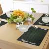 Ambesonne Forest Green Place Mats Set of 4, Abstract Geometric Shape on Dark Background Futuristic Grid Checkered Pattern, Washable Fabric Placemats for Dining Table, Standard Size, Black Green