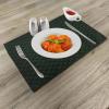 Ambesonne Forest Green Place Mats Set of 4, Abstract Geometric Shape on Dark Background Futuristic Grid Checkered Pattern, Washable Fabric Placemats for Dining Table, Standard Size, Black Green